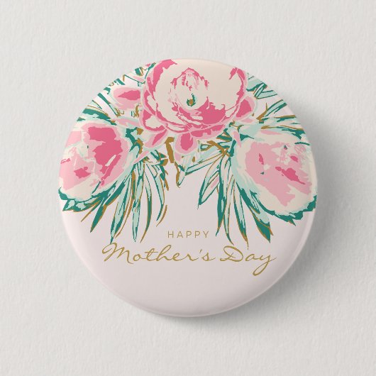 Floral Happy Moederdag Ronde Button 5,7 Cm (Voorkant)