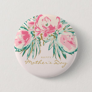 Floral Happy Moederdag Ronde Button 5,7 Cm