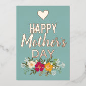 Floral Happy Moederdag Roos Gold Folie Feestdagenkaart
