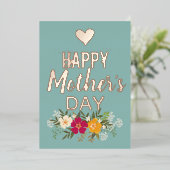 Floral Happy Moederdag Roos Gold Folie Feestdagenkaart