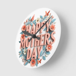 Floral Happy Moederdag Wall Clock Ronde Klok