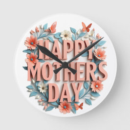 Floral Happy Moederdag Wall Clock Ronde Klok