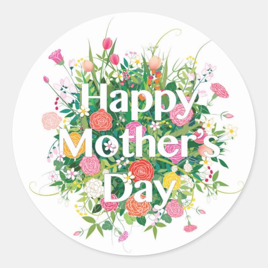 Floral Happy Mothers Day | FEESTDAGEN Ronde Sticker (Voorkant)