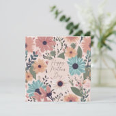 Floral Happy Mothers Day Moeder Wenskaart (Staand voorkant)