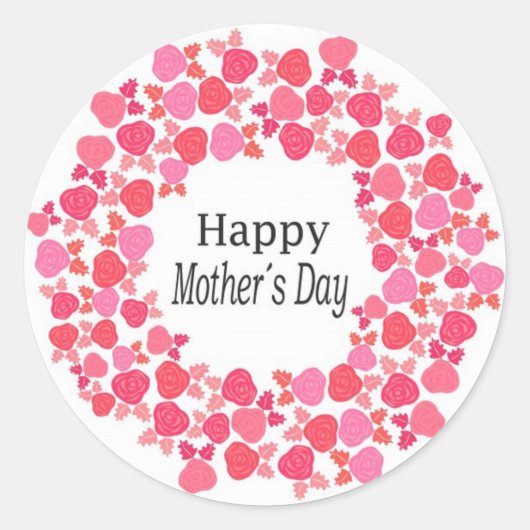 Floral Happy Mothers Day Ronde Sticker (Voorkant)