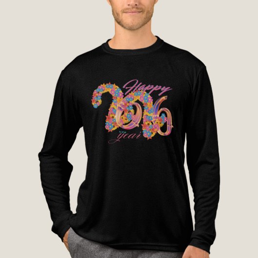 Floral Happy New Year 2026 Tri-Blend Shirt (Voorkant volledig)
