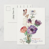  Floral Happy Nieuwjaar Feestdagenkaart (Voorkant / Achterkant)