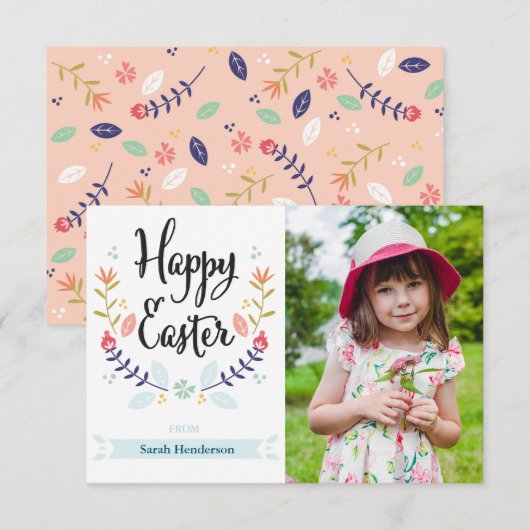 Floral Happy Pasgeborenkaart Kaart (Voorkant / Achterkant)