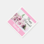  Floral Happy Retirement Paarse roze rozen Servet (Hoek)