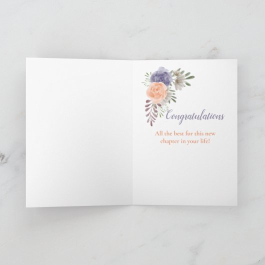 Floral Happy Retirement Peony Roos Paars Kaart (Binnen)