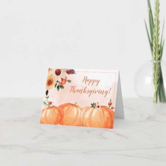 Floral Happy Thanksgiving Kaart (Voorkant)