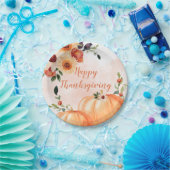 Floral Happy Thanksgiving Papieren Bordje (Feest)