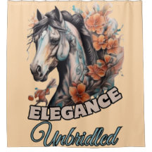 Floral Harmony: Paard Tattoo met Oranje bloesems