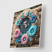 Floral Harmony: Perfect Jubileum Design Idee Vierkante Klok (Hoek)