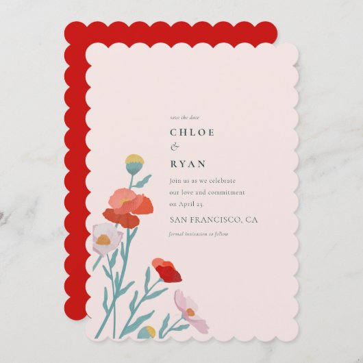 Floral Harmony Save The Date (Voorkant / Achterkant)