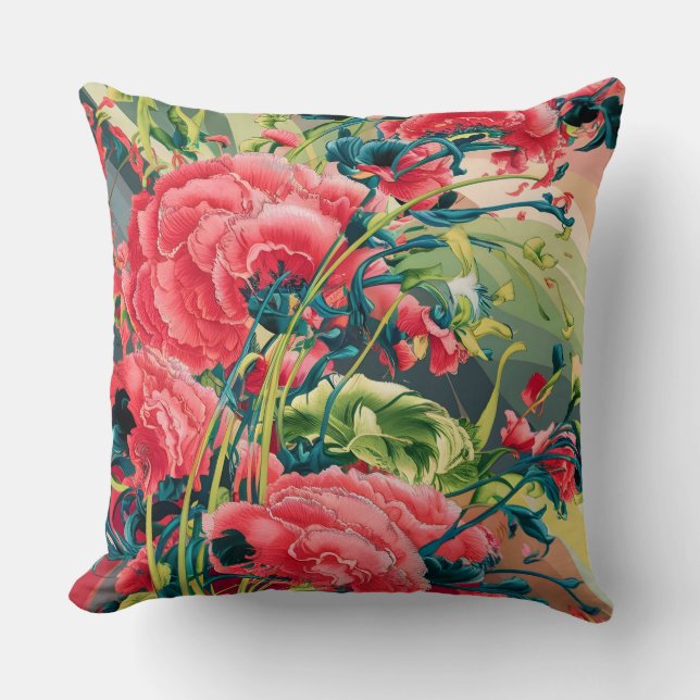 Floral Harmony: Ukiyo-e Geïnspireerde Beddengoed S Kussen (Voorkant)