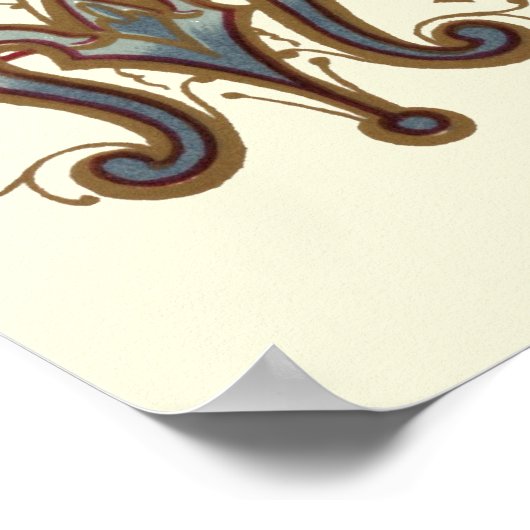  Floral Harp Music Poster (Hoek)