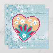 Floral hart Bridal Shower Kaart (Voorkant / Achterkant)