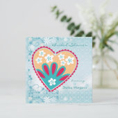 Floral hart Bridal Shower Kaart (Staand voorkant)