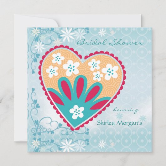 Floral hart Bridal Shower Kaart (Voorkant)