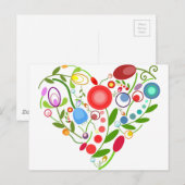 Floral hart briefkaart (Voorkant / Achterkant)