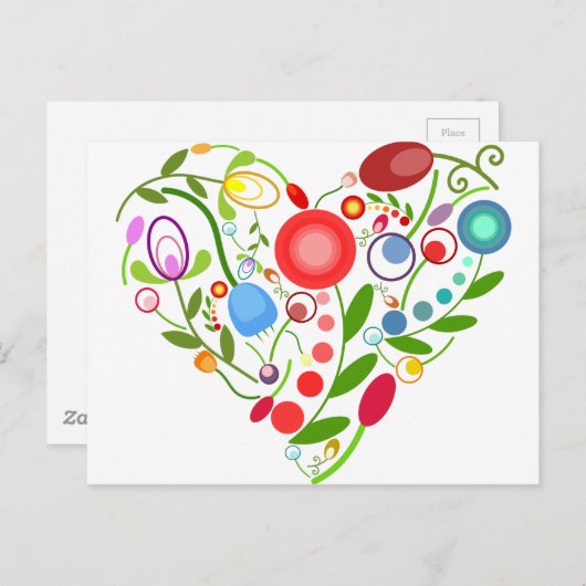 Floral hart briefkaart (Voorkant / Achterkant)