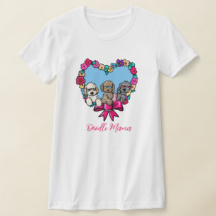 Floral hart doedel hond T-shirt