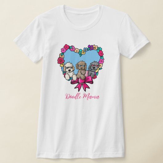 Floral hart doedel hond T-shirt (Laagn)