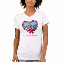 Floral hart doedel hond T-shirt