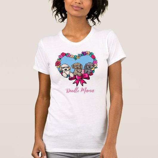 Floral hart doedel hond T-shirt (Voorkant)