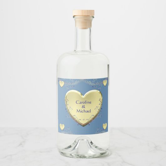 Floral hart Elegant Bruiloft Party Likeurfles Etiket (Voorkant)