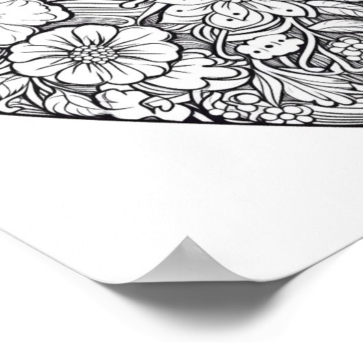 Floral hart kleurend Poster (Hoek)