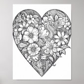 Floral hart kleurend Poster (Voorkant)
