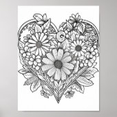 Floral hart kleurend Poster (Voorkant)