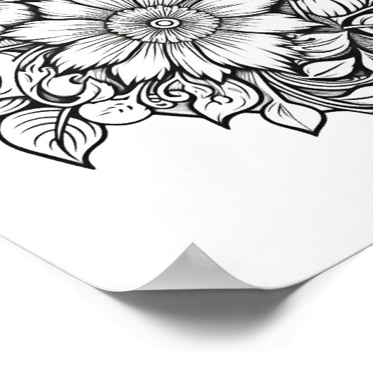 Floral hart kleurend Poster (Hoek)