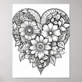 Floral hart kleurend Poster (Voorkant)
