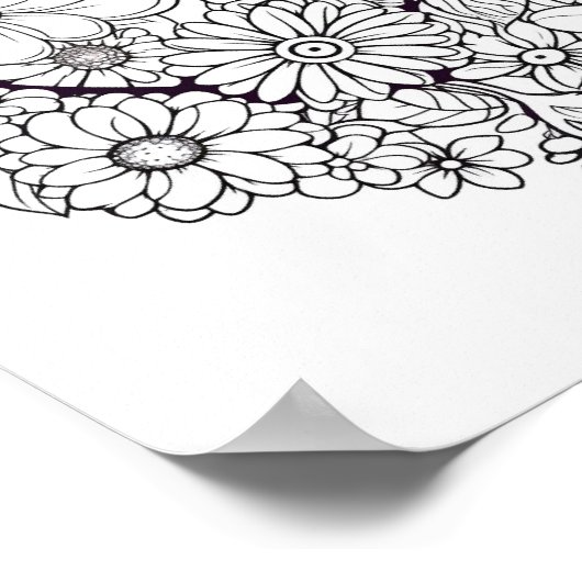 Floral hart kleurend Poster (Hoek)