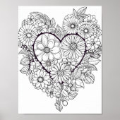Floral hart kleurend Poster (Voorkant)