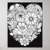 Floral hart kleurend Poster (Voorkant)
