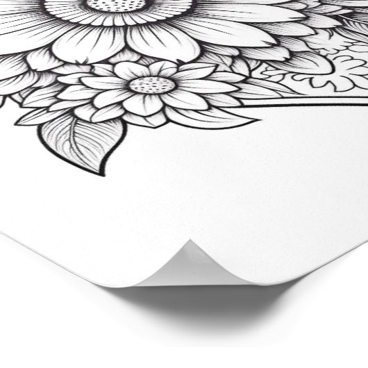 Floral hart kleurend Poster (Hoek)