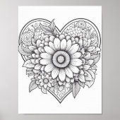 Floral hart kleurend Poster (Voorkant)