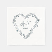 Floral hart krans hand getekende bruiloft servet (Voorkant)