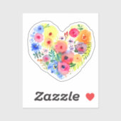 Floral hart krans pastel Waterverf Sticker (Vel)