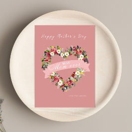 Floral hart Moederdag kaart