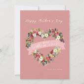 Floral hart Moederdag kaart (Voorkant)