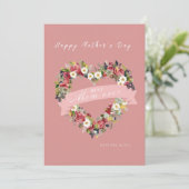 Floral hart Moederdag kaart (Staand voorkant)