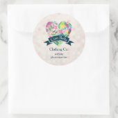 Floral hart op roze cirkels ronde sticker (Tas)