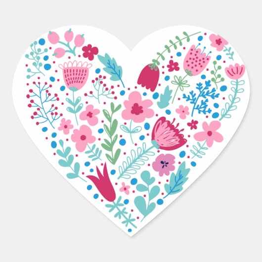 Floral Hart Sticker (Voorkant)