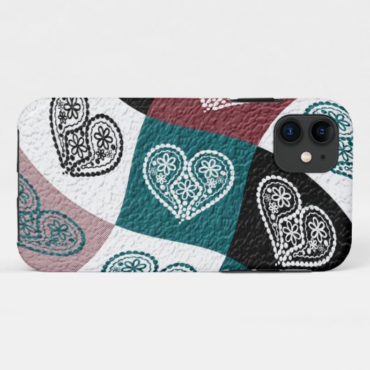  Floral hartart deco iphone case (Achterkant (horizontaal))