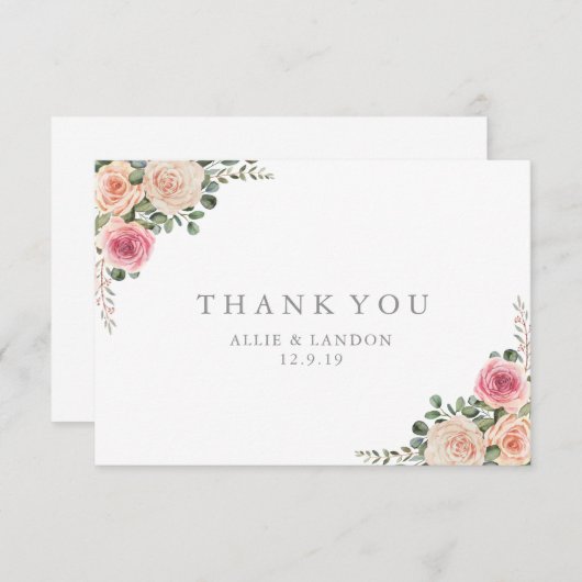 Floral Hartelijk dank Bedankkaart (Voorkant / Achterkant)